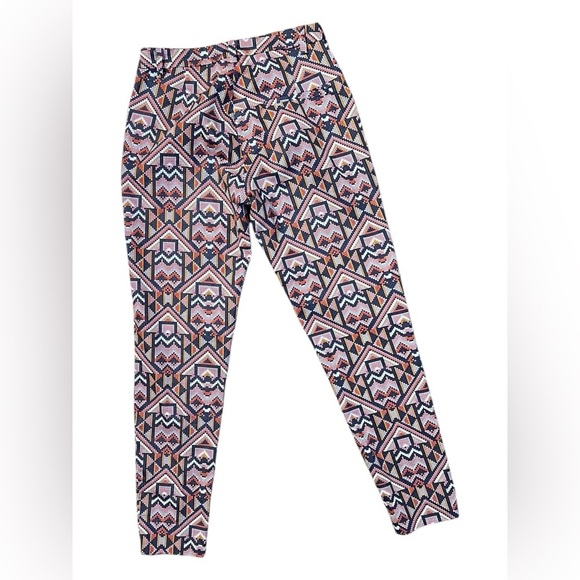 🟠H&M Mosaic Geo Print Skinny Pants – Size 6 - Picture 3 of 4